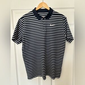 Nike Men’s Navy and White Striped Polo